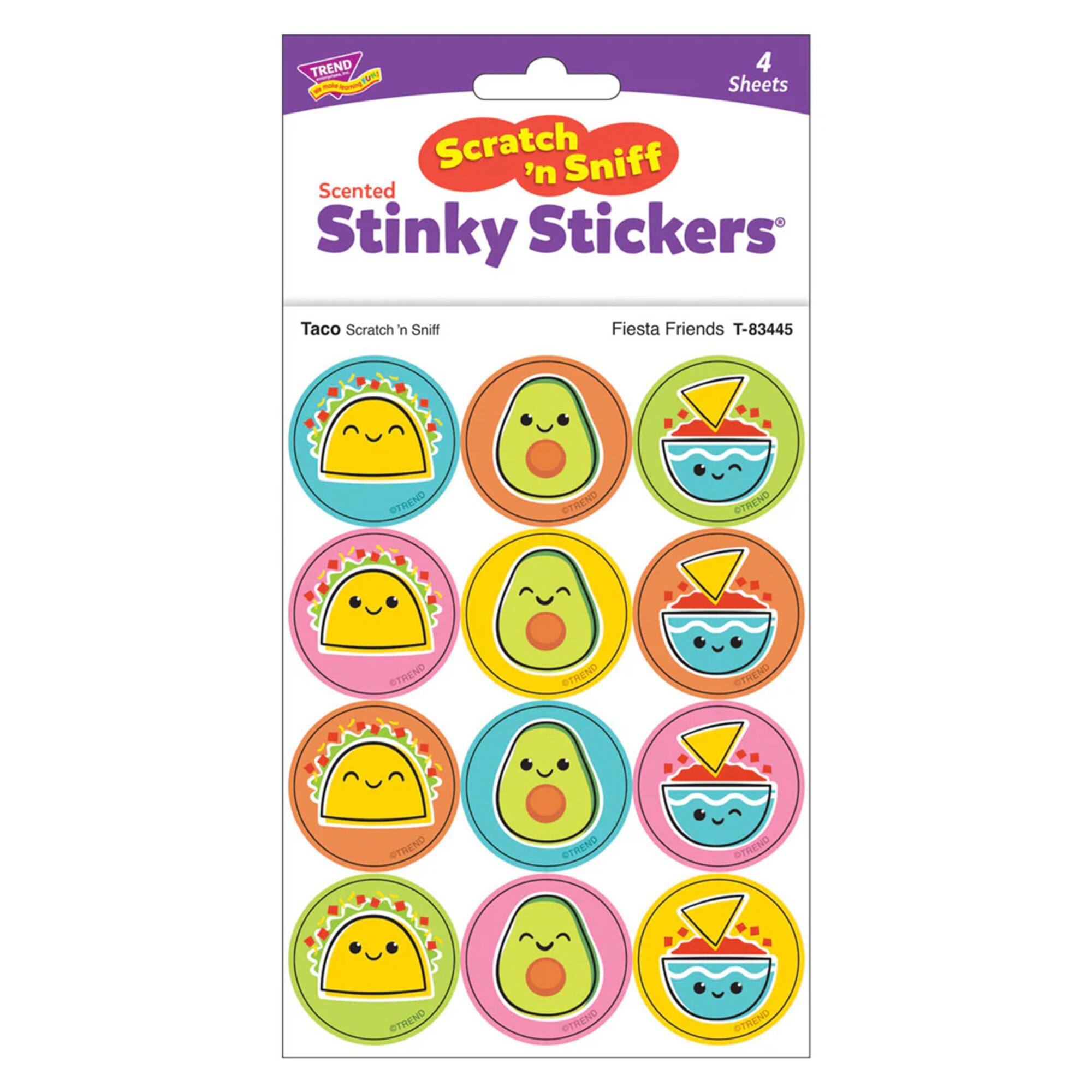 TREND Enterprises® Fiesta Friends, Taco scent Scratch 'n Sniff Stinky Stickers®, 48 Per Pack, 6 Packs total of 288